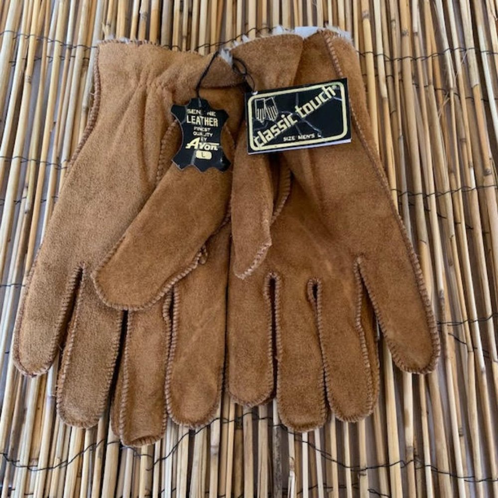 SOLD-Vintage Avon Classic Touch Large Leather/Swede Men's Gloves - Picture 1 of 5